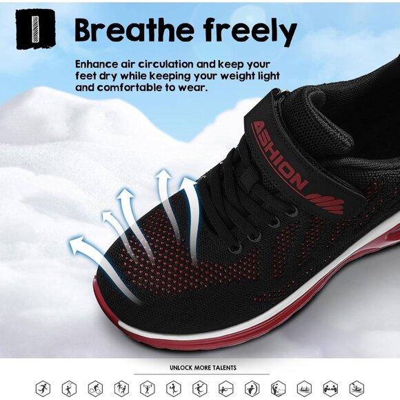 Kids 3208-black Red Running Breathable Lightweight Non Slip Comfortable Sneaker - Picture 3 of 7